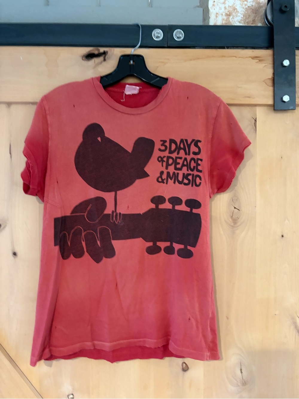 MADEWORN: 3 Days of Peace & Music Red Graphic Bird Guitar T-Shirt
